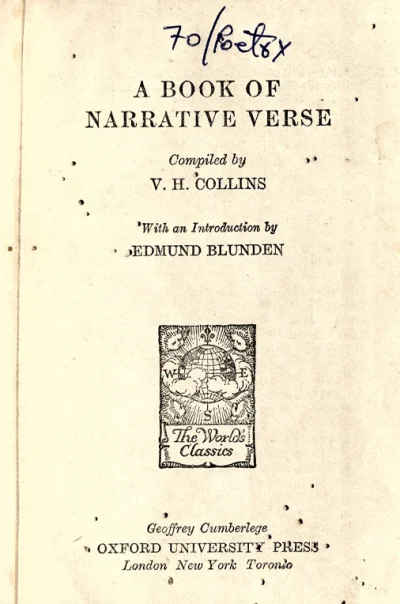 A Book Of Narrative Verse