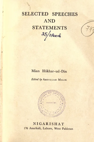 Selected Speeches And Statements