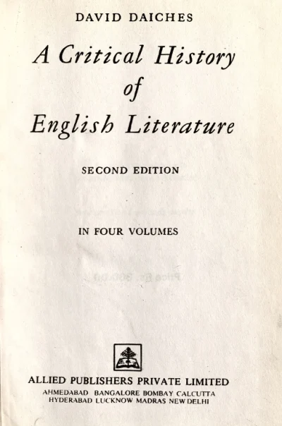 A Critical History of English Literature – II Edition